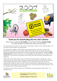 2007 Calendar cover image